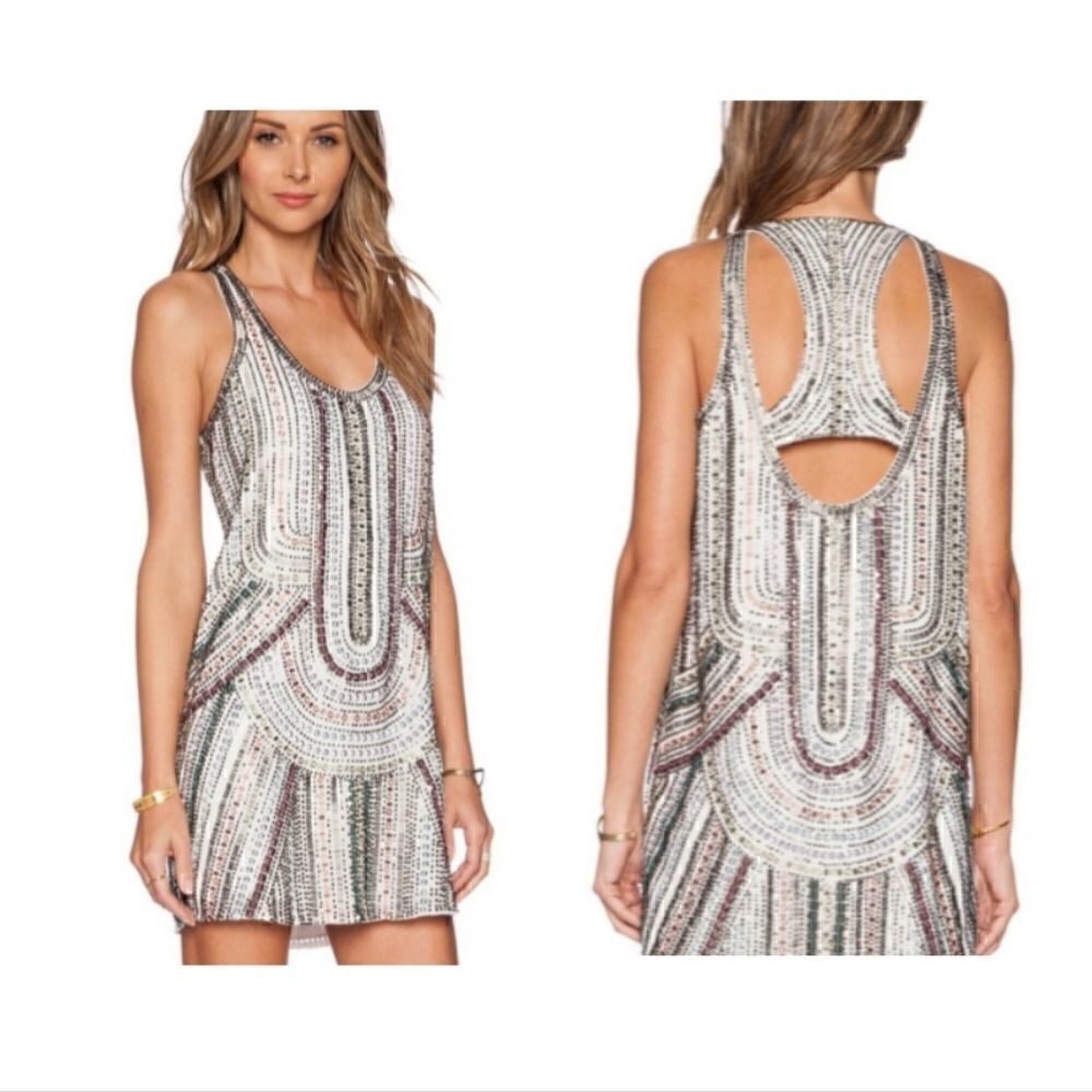 Revolve Parker Sequin Beaded Ramsey Dress in White Beaded Dress XS